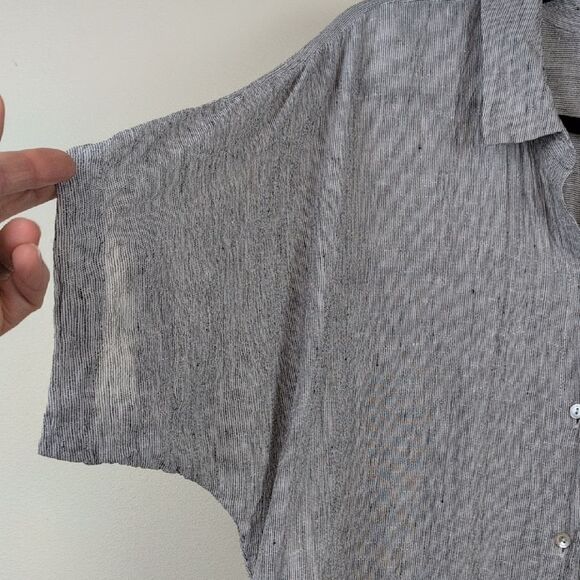 Eileen Fisher Organic Linen Crinkle Shirt Dress Boxy Lagenlook Size L - Picture 4 of 12